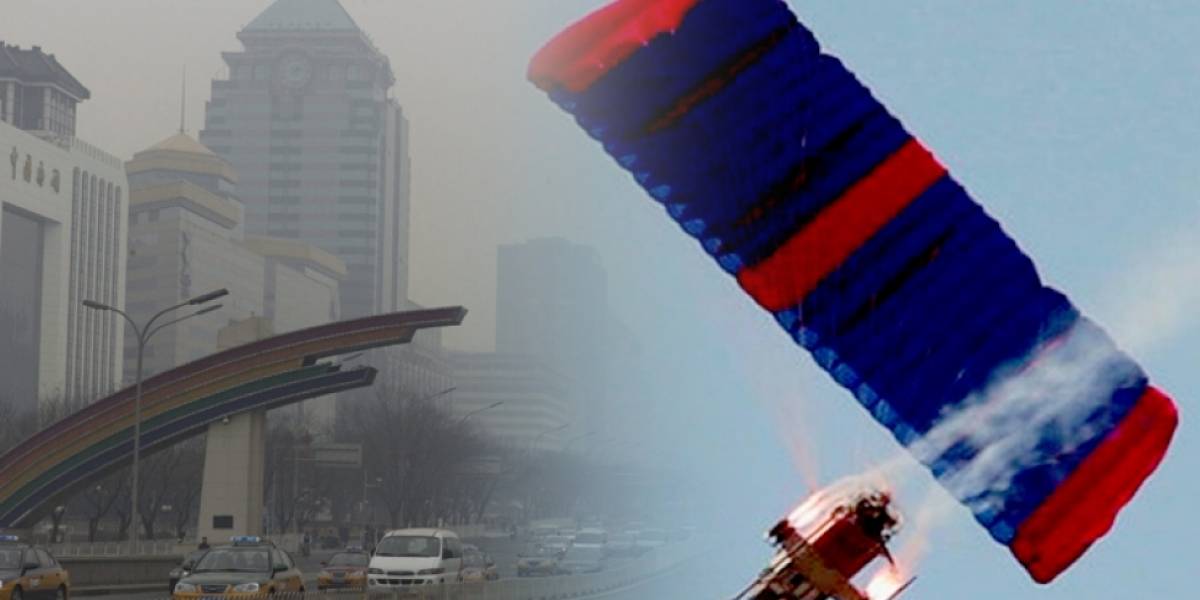China está probando usar drones con parapentes para limpiar el smog de sus ciudades