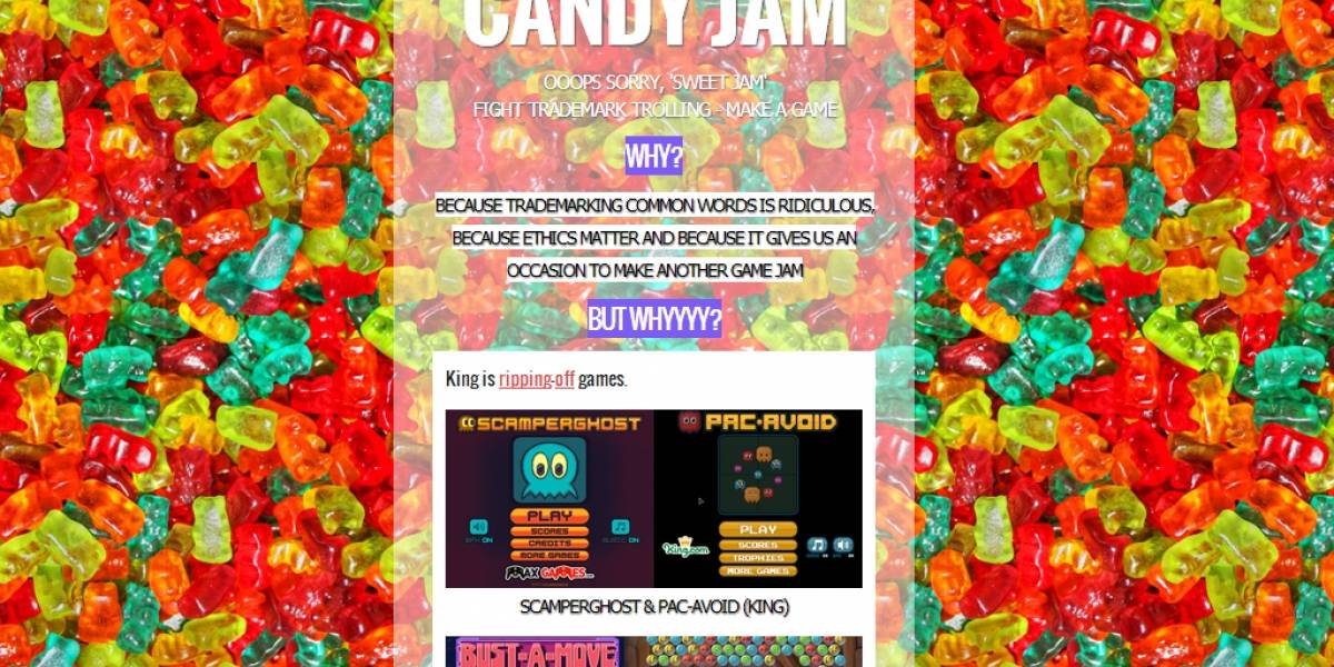 Desarrolladores trollean a Candy Crush por registrar "candy"