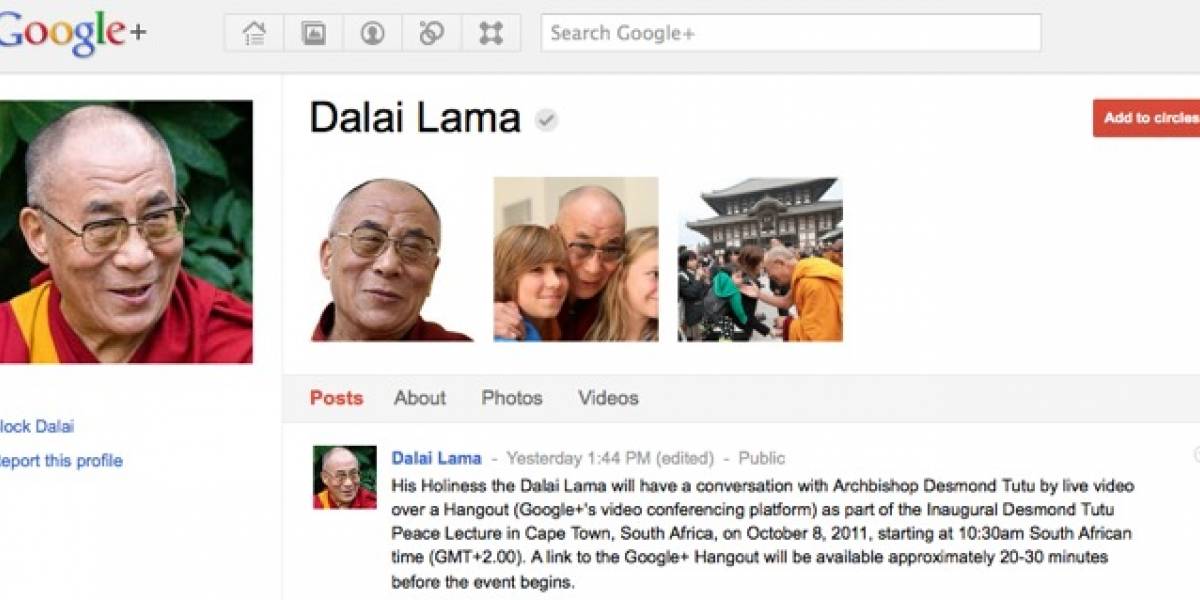 Dalai Lama entra a Google+, hace Hangout con Desmond Tutu