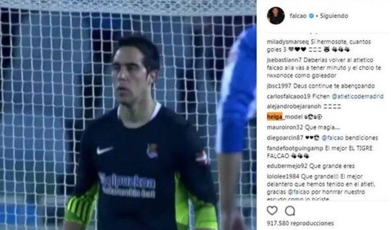 Helga comenta publicaciones de Falcao