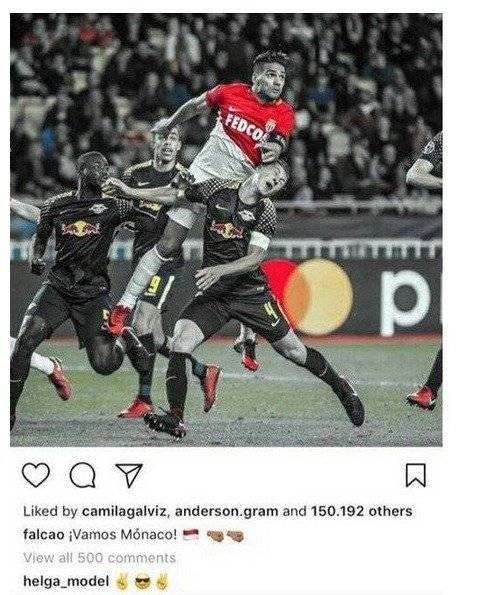 Helga comenta fotos de Falcao