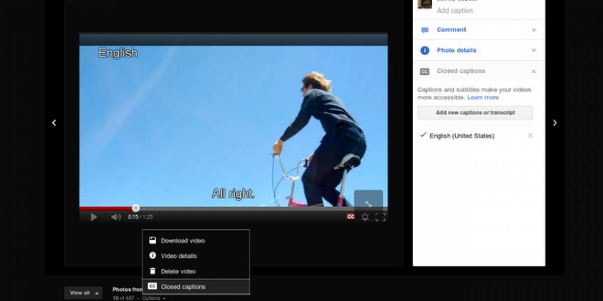 Google+ permite la introducción de subtítulos en sus videos