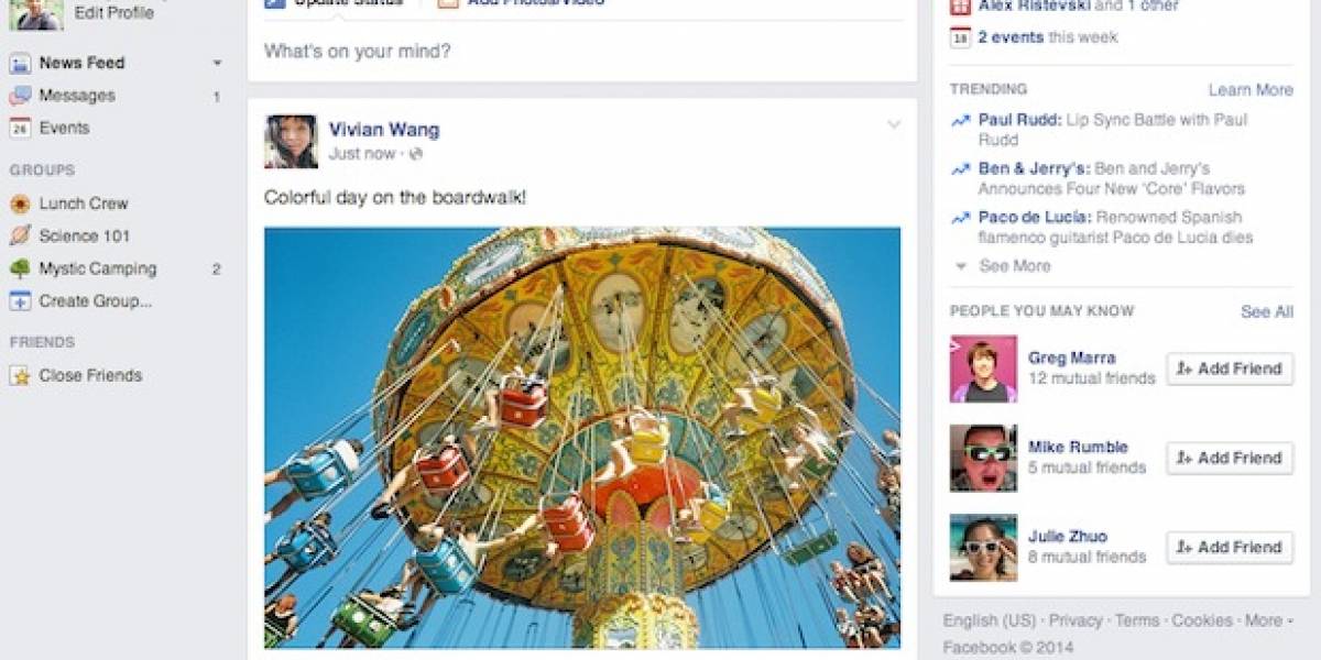 Facebook despliega por fin nuevo diseño de su página web