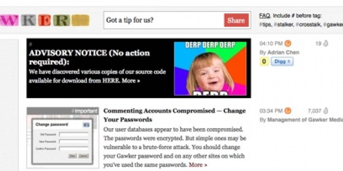 Gawker llama a sus usuarios a cambiar de password tras hackeo