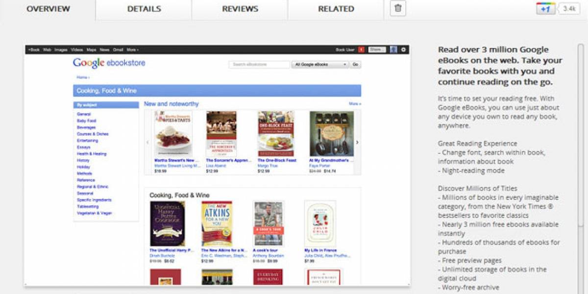 Google eBooks con soporte para lectura offline en Chrome