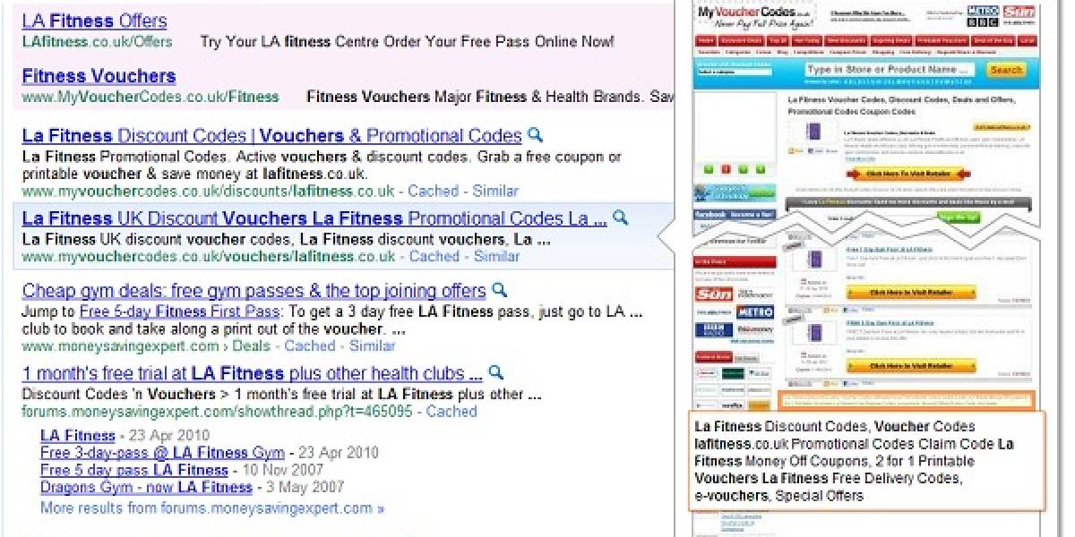 Google prueba la previsualización de sitios en el buscador