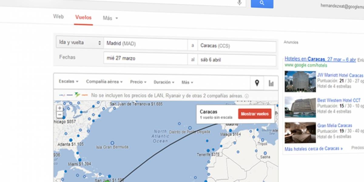 Flight Search, el buscador de vuelos de Google, ya funciona en España