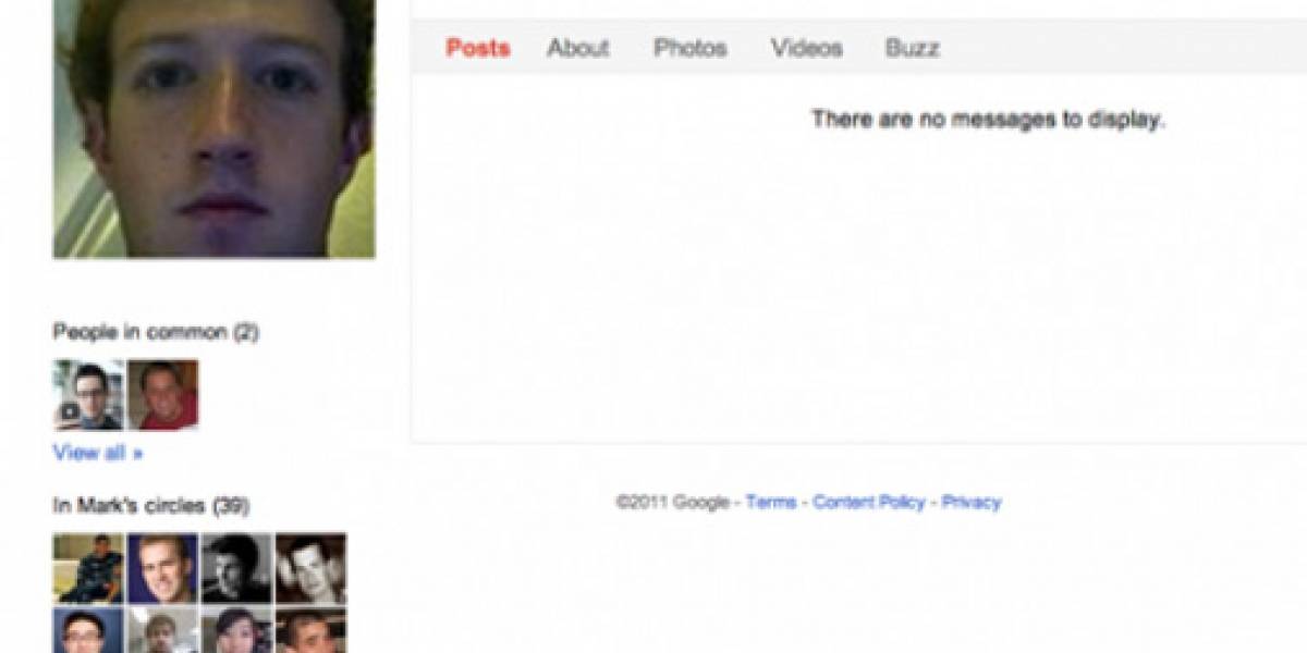 El perfil de Mark Zuckerberg en Google+