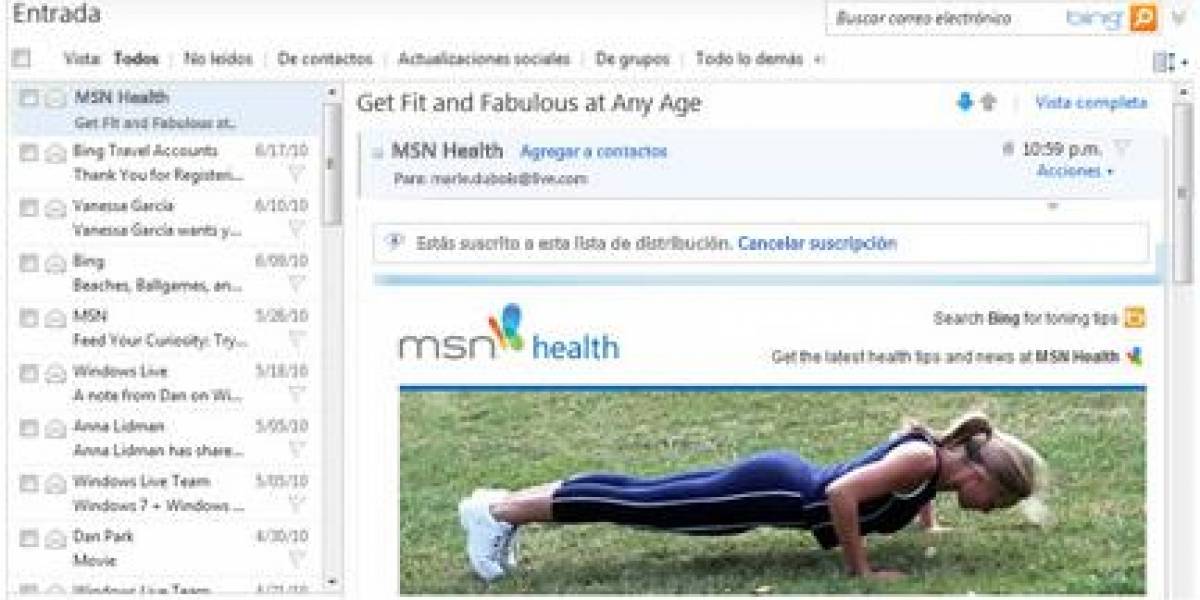 Mira lo que puedes hacer: Hotmail evita el correo no deseado