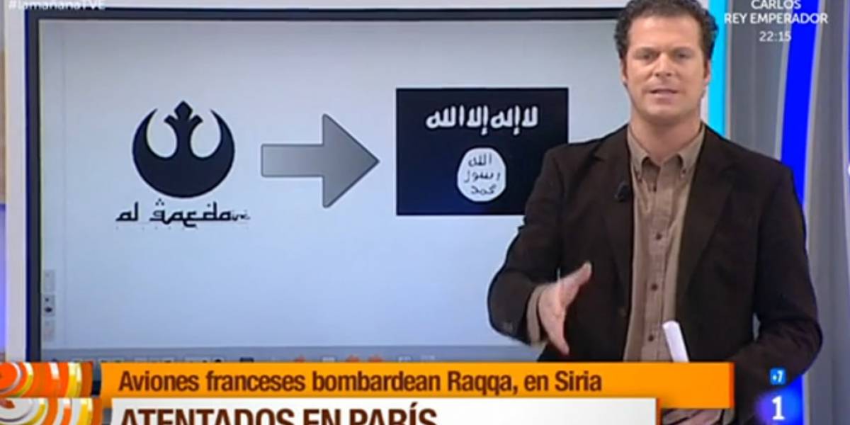 Presentador español confunde logo de Al Qaeda con uno de Star Wars