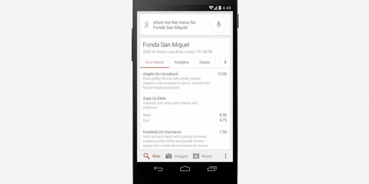 Google agrega menús de restaurantes a sus resultados