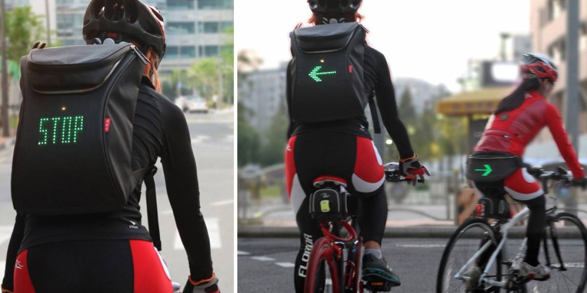 Esta mochila para ciclistas muestra avisos LED