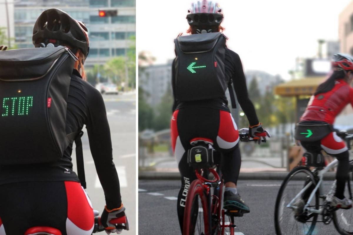 Esta mochila para ciclistas muestra avisos LED