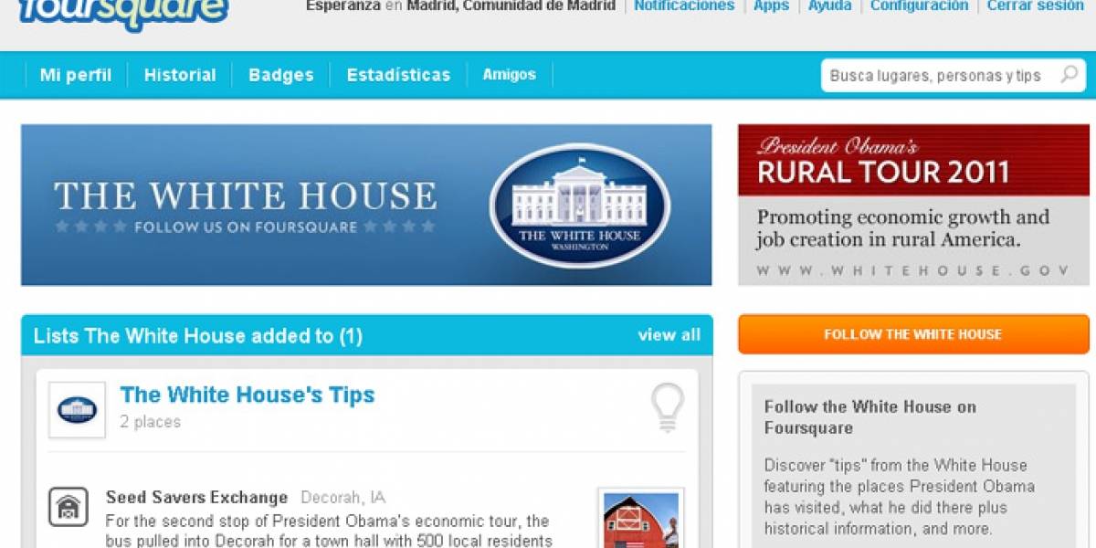 Obama estrena perfil en Foursquare