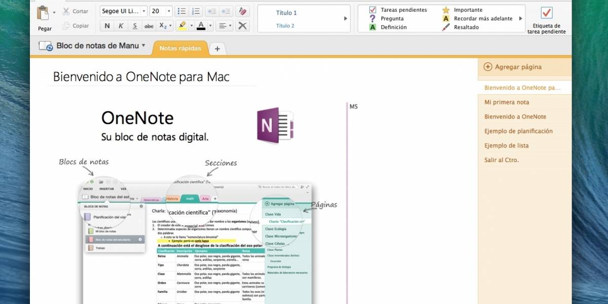 OneNote llega a OS X gratis