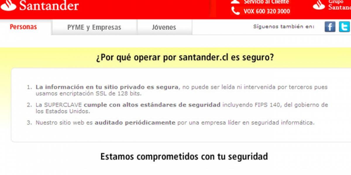 Chile: Vergonzosa falla de seguridad en el sitio de Santander (Actualizado)