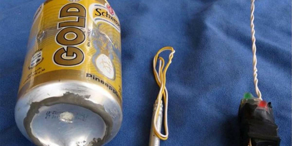 Esta lata de bebida habría sido parte de la bomba que derribó el avión ruso en Egipto