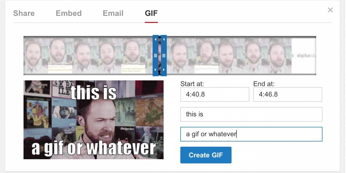 YouTube está experimentando con herramienta para generar GIF
