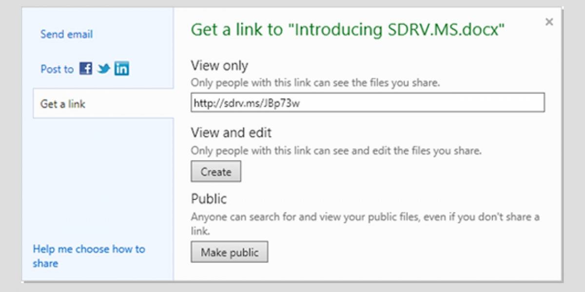 Skydrive ya permite acortar URLs