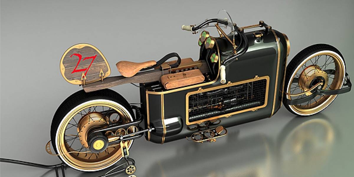 Impresionante diseño de una motocicleta steampunk