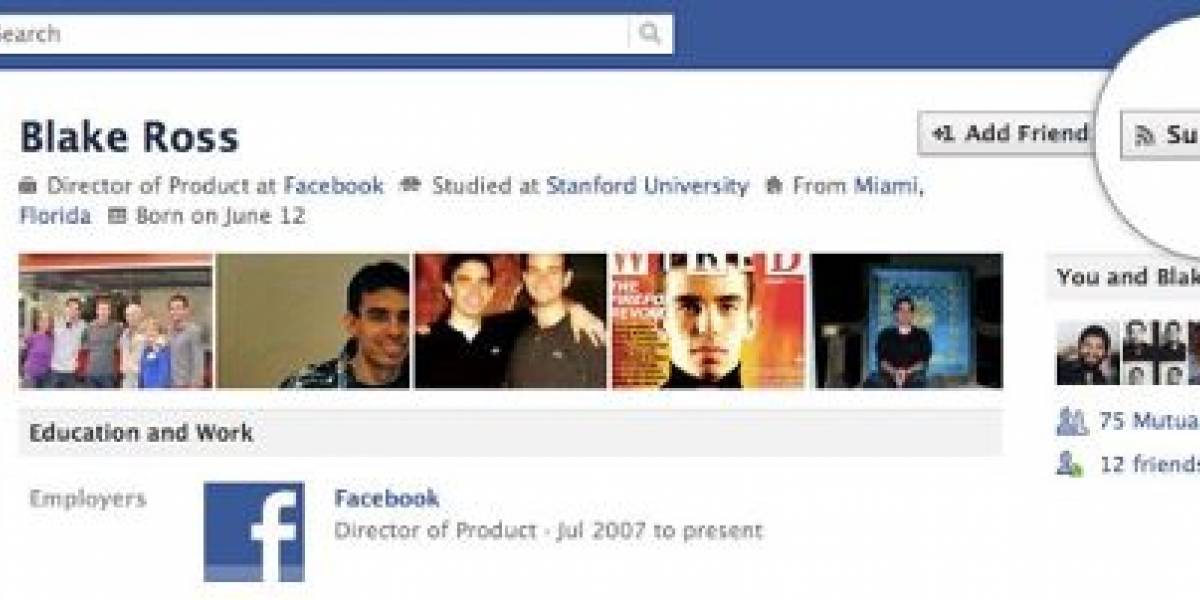 Facebook lanza opción para "suscribirse"