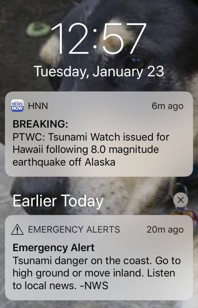 Mensaje de alerta por terremoto en Alaska