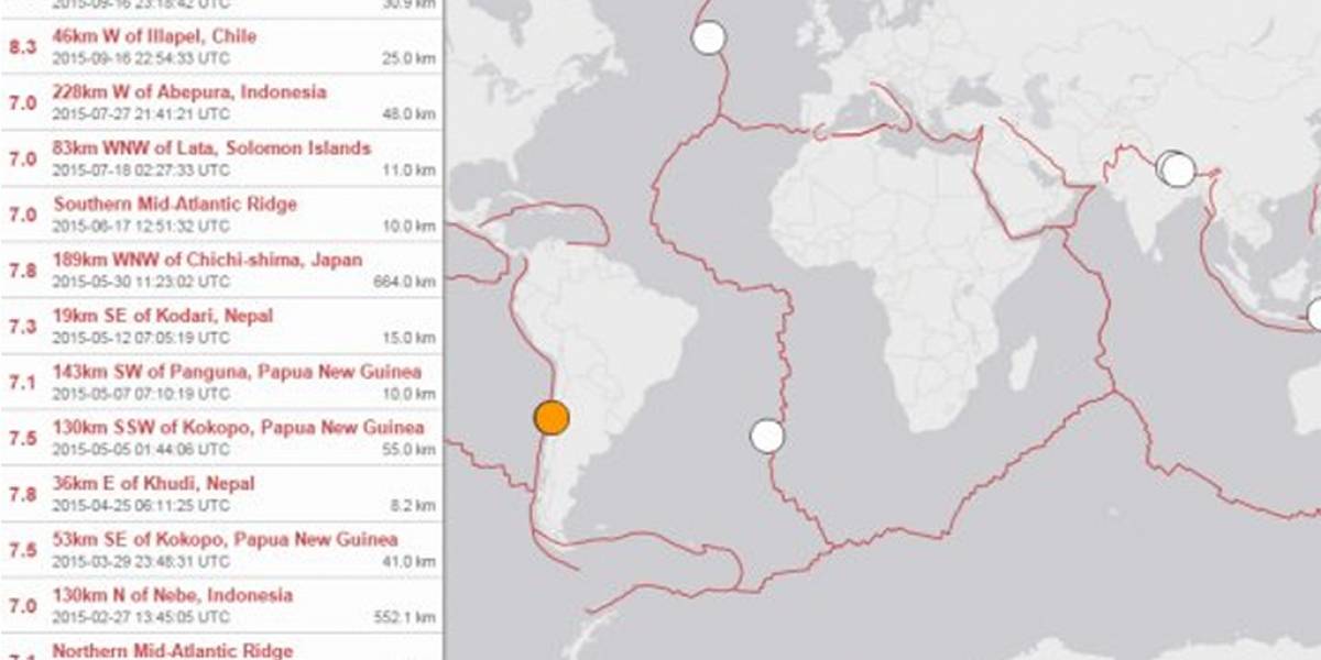Servicio Geológico de Estados Unidos cifró terremoto en Chile como el mayor de 2015