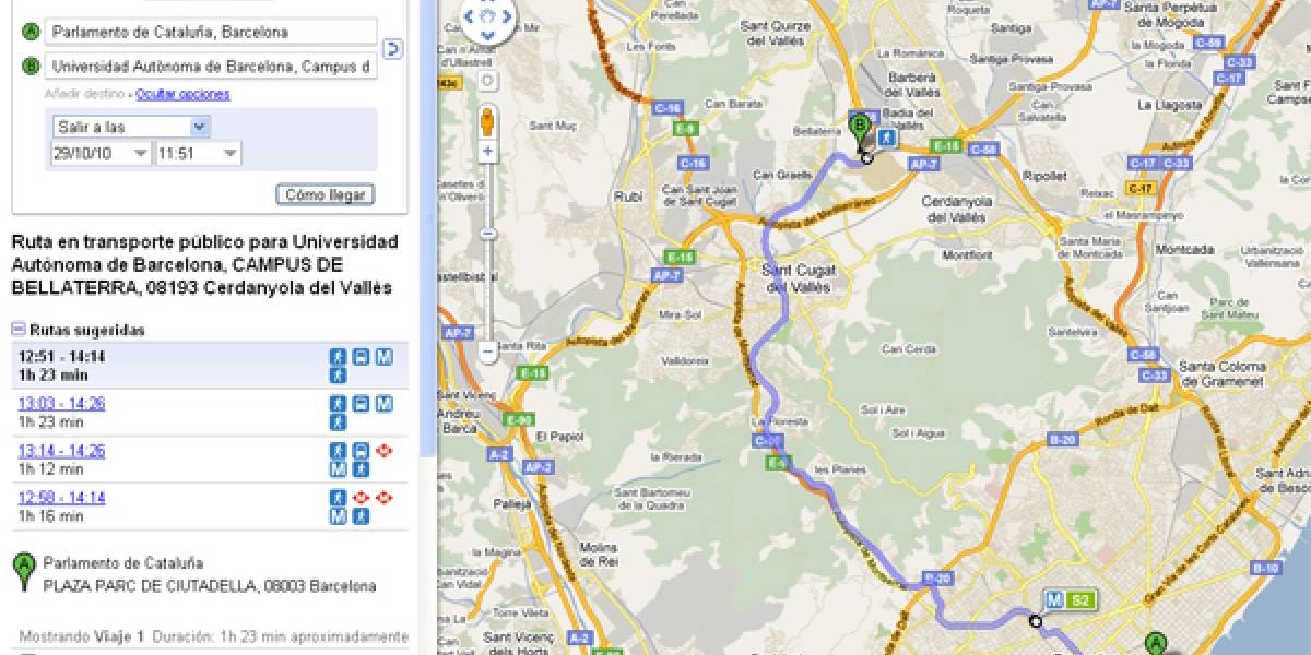 España: Google Transit disponible en Barcelona