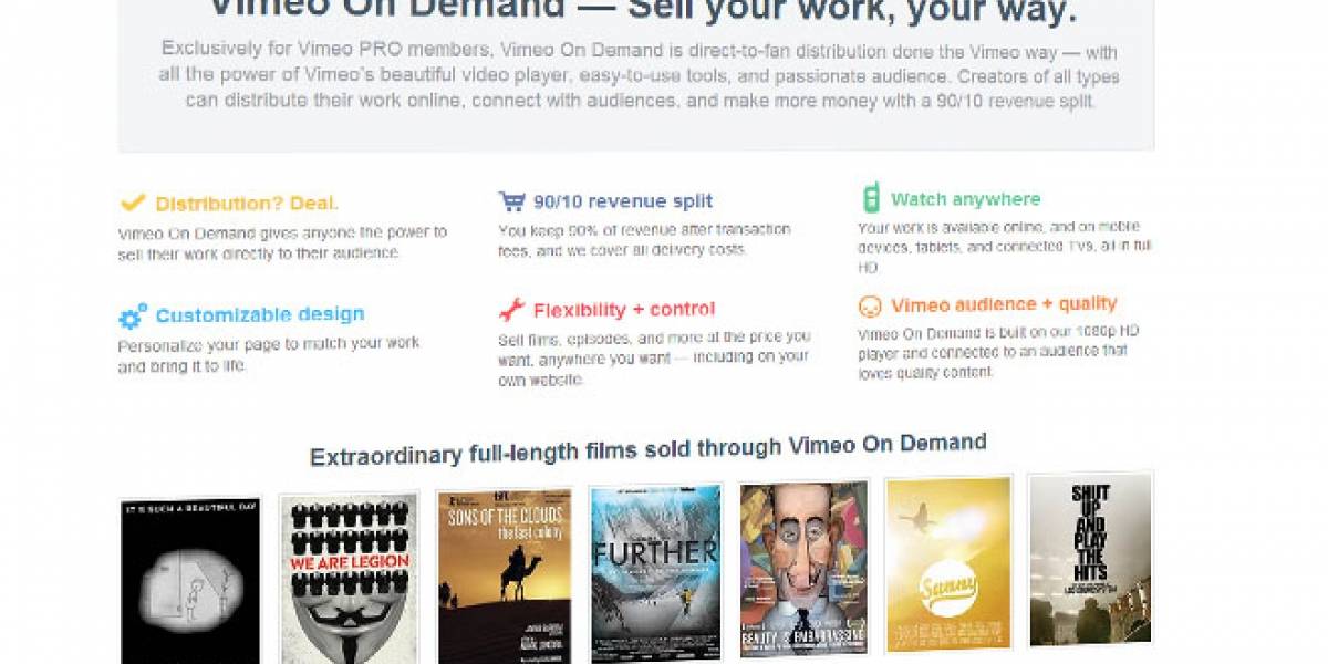 Vimeo lanza servicio que permitirá a realizadores vender o arrendar sus creaciones
