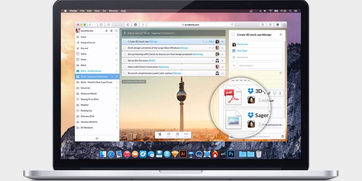 Wunderlist ya permite adjuntar archivos de Dropbox