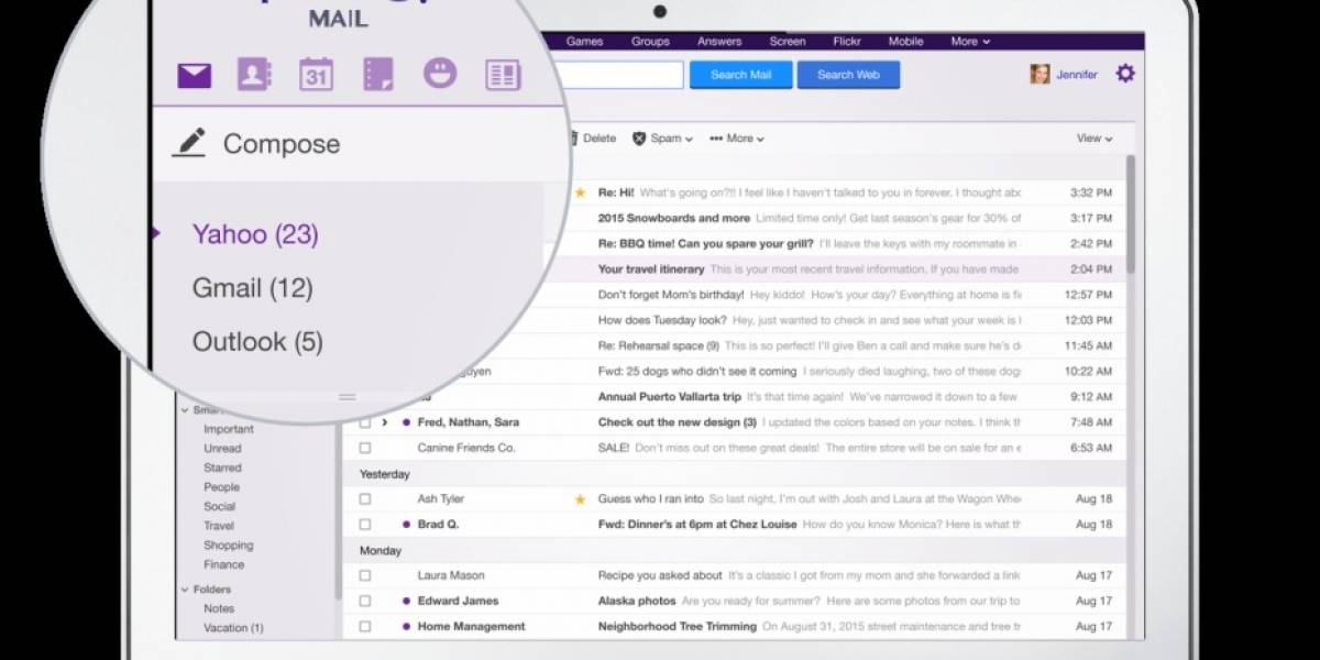Yahoo Mail se actualiza y ahora soporta cuentas de Gmail