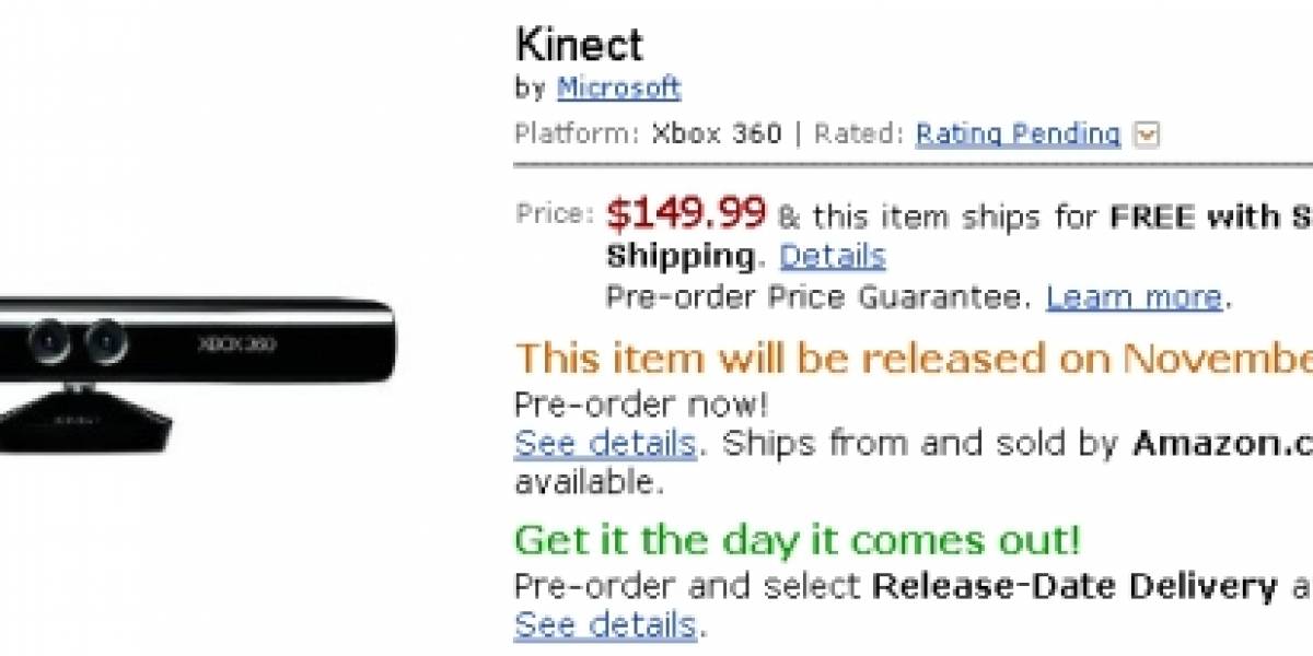Kinect ya puede pre-ordenarse en Amazon