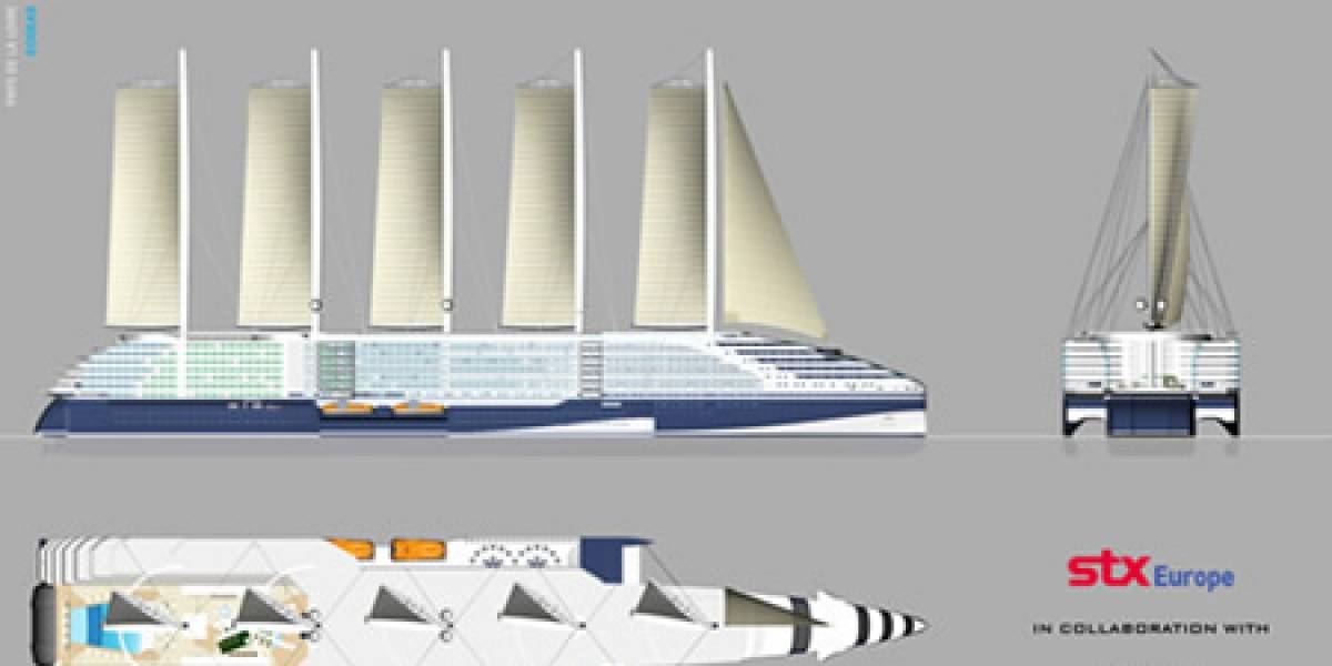 Concepto: crucero impulsado con energía eólica
