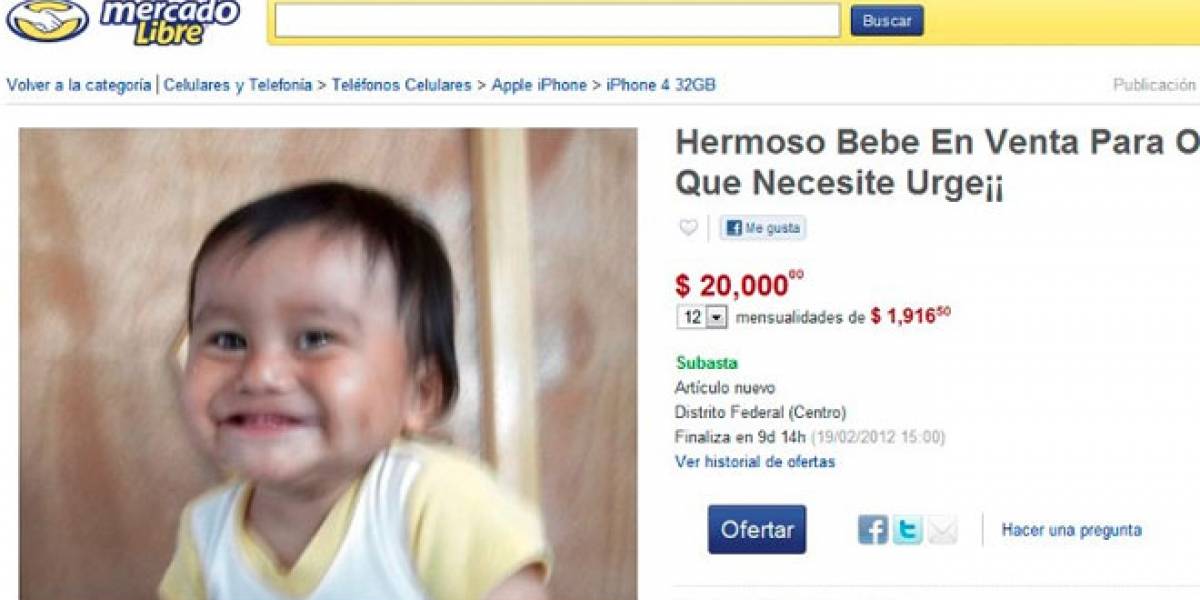 México: Sujeto intentó subastar un bebé en MercadoLibre