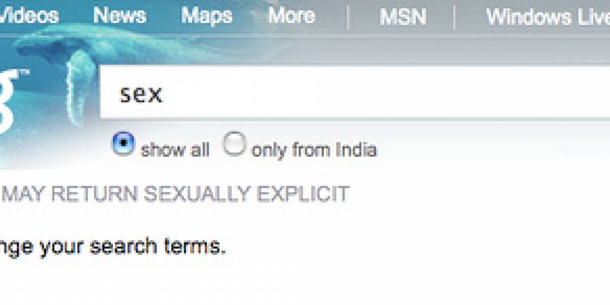 Bing se rehúsa a buscar "sexo" en India