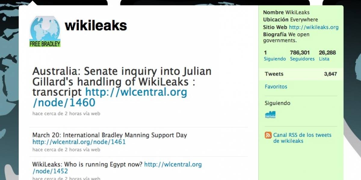 Gobierno de EE.UU. obtiene acceso a cuentas de Twitter de partidarios de Wikileaks