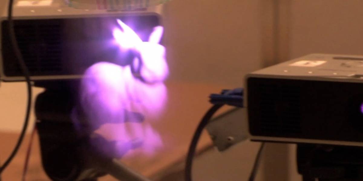 Científicos crean un display de niebla para proyectar un conejo