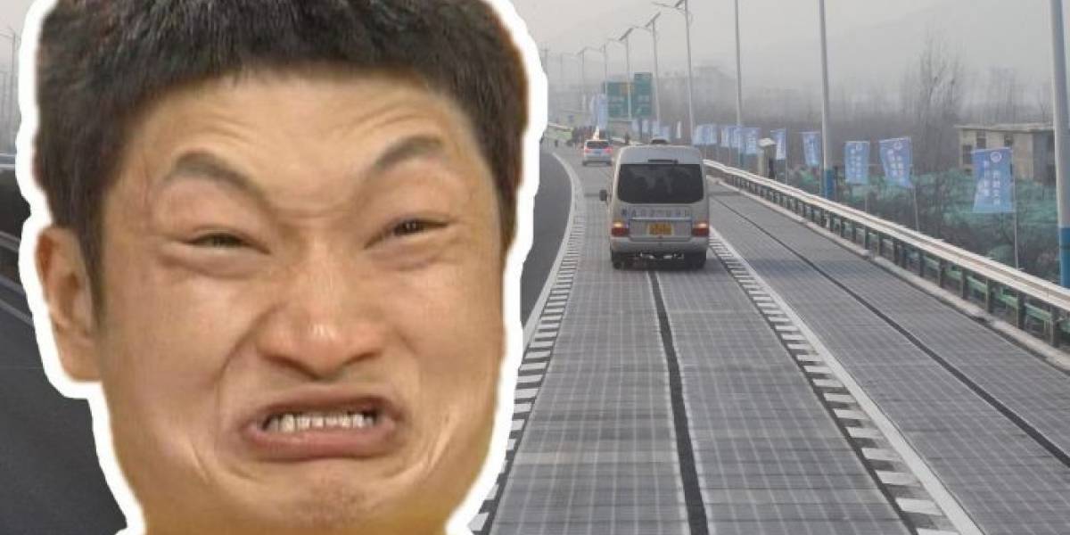 Alguien robó un fragmento de la carretera solar china