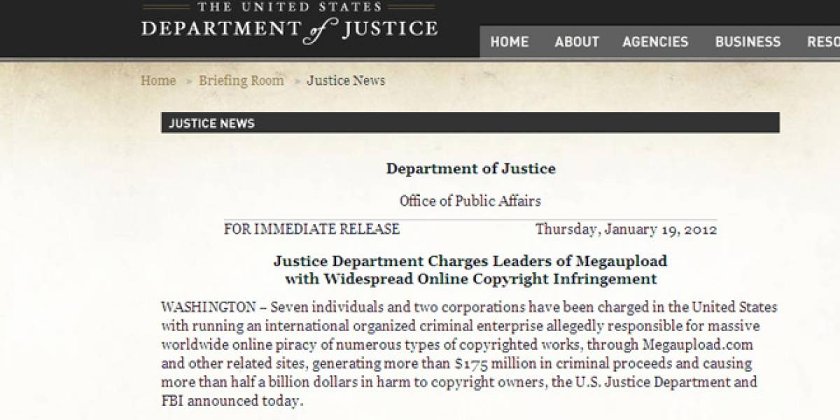 Conoce la declaración completa del Departamento de Justicia contra MegaUpload
