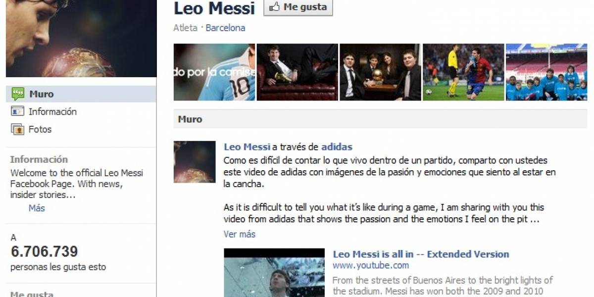 En menos de diez horas Lionel Messi consiguió más de seis millones de fans en Facebook