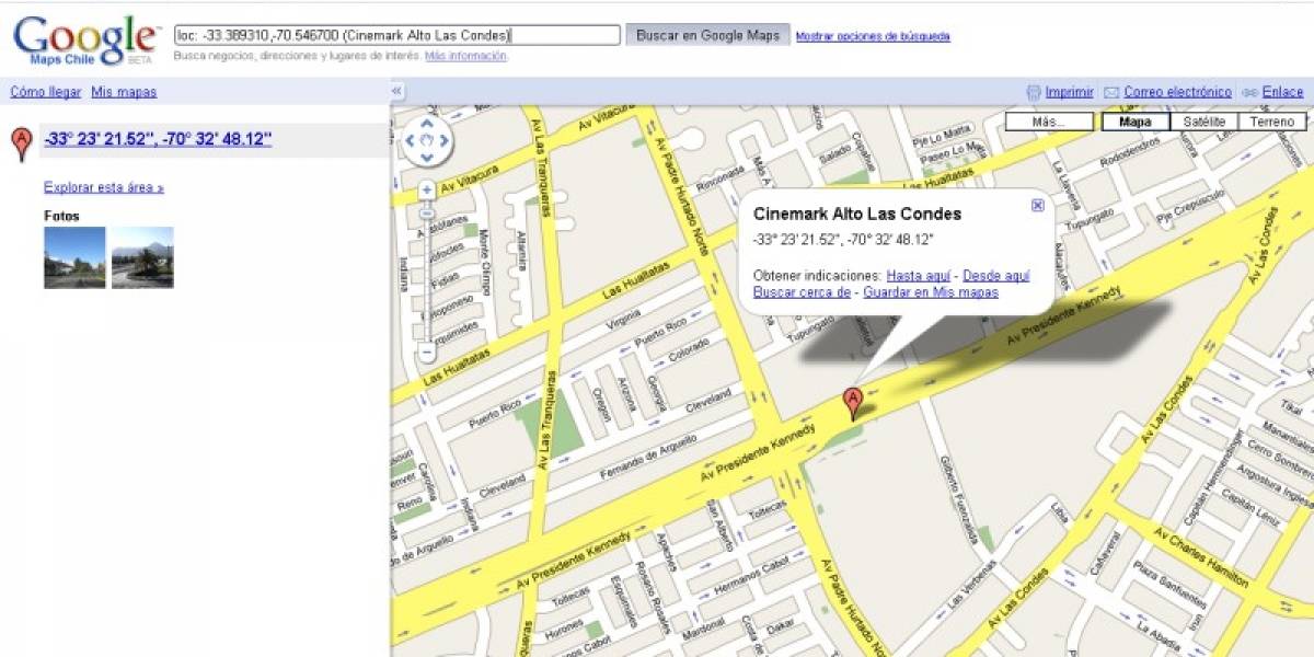 Google Movie Showtimes para Chile y Colombia