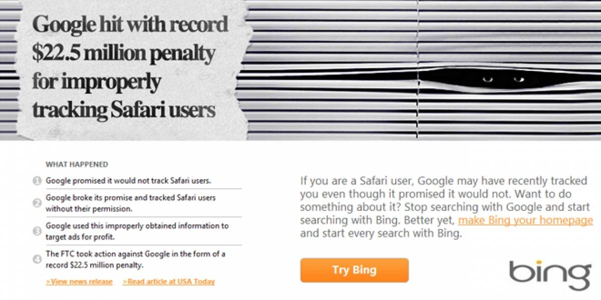 Microsoft recuerda a los internautas que Google estuvo involucrado en un caso de espionaje