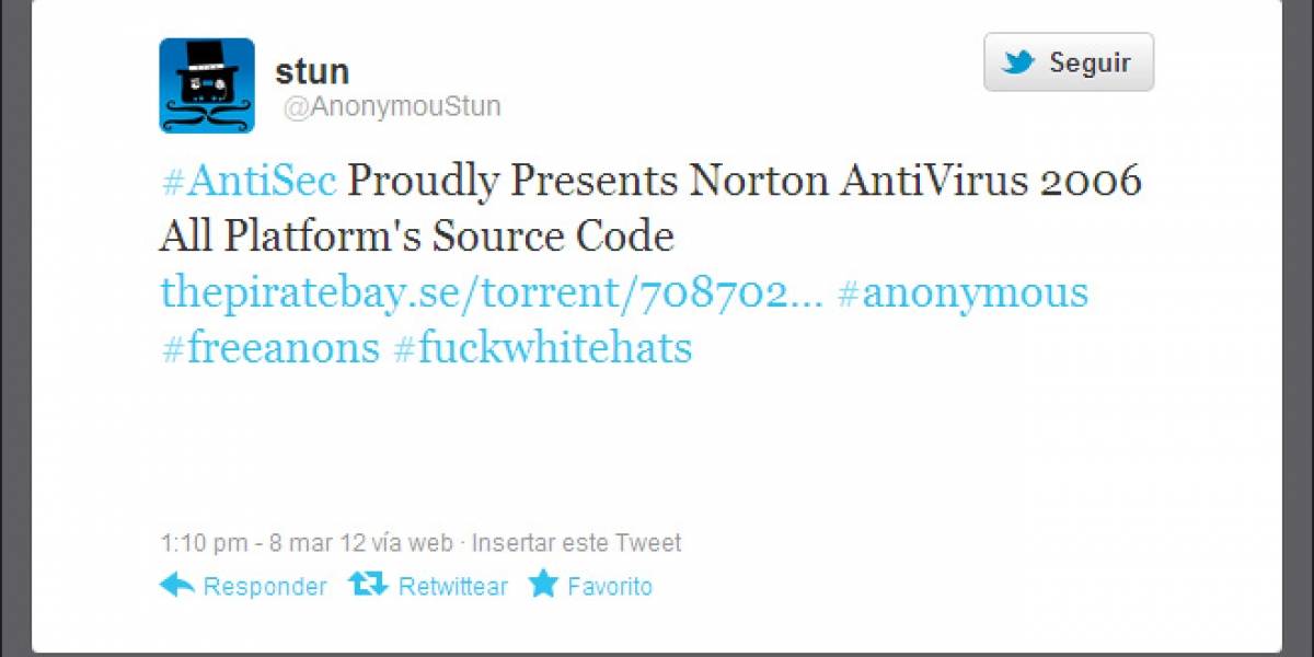 Anonymous publica el código de Norton Antivirus