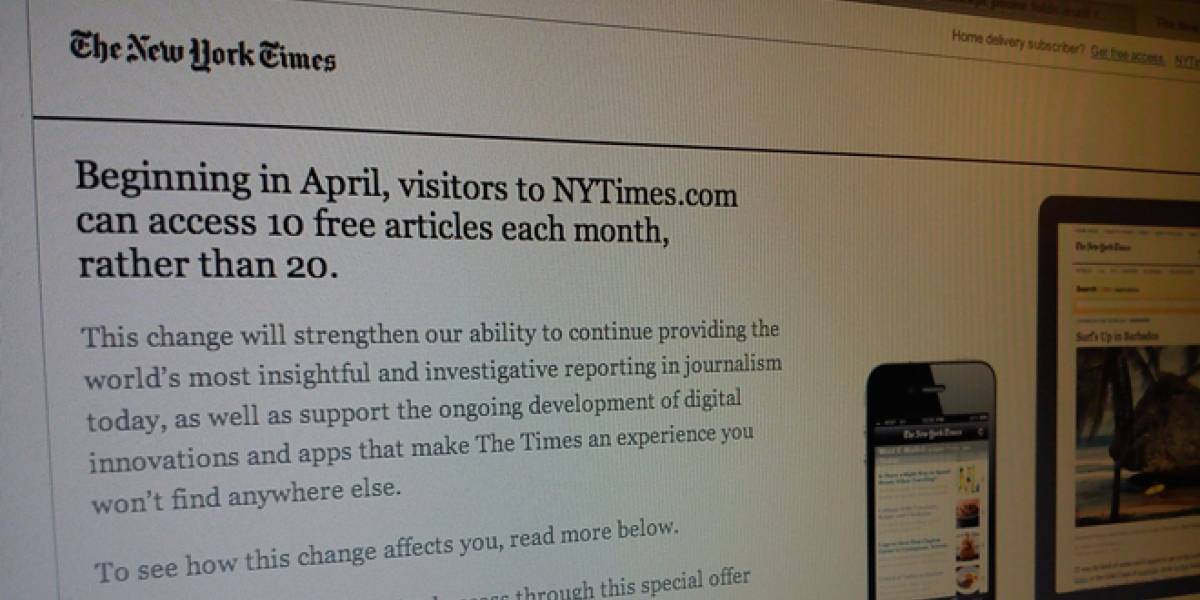 New York Times reduce su contenido gratuito mensual