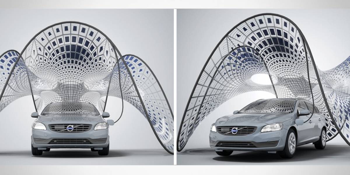 Volvo diseña panel solar que se despliega desde el maletero del auto
