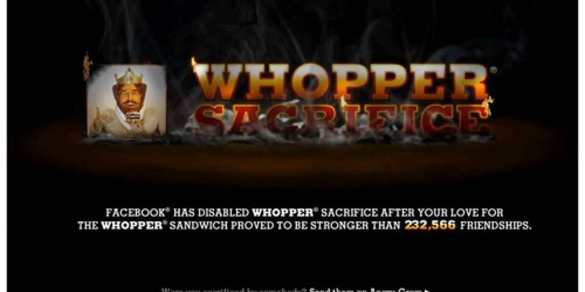 Aplicación de Burger King eliminada por Facebook