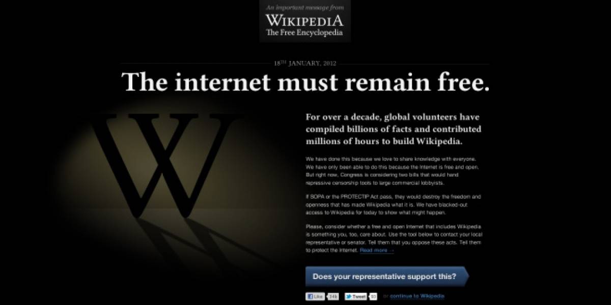 Wikipedia pone en marcha plan para apagarse el miércoles en protesta por la ley SOPA