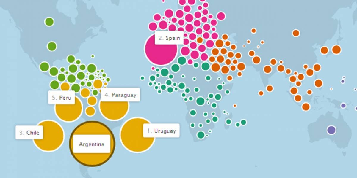 Facebook lanza mapa mundial de amistades por países