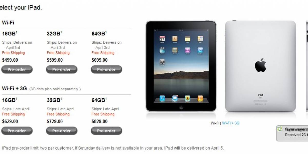 Comenzaron los pedidos anticipados del iPad