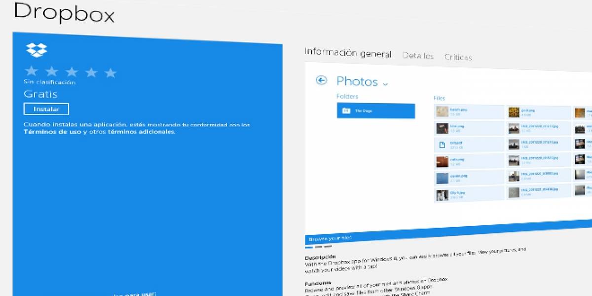 Dropbox lanza aplicación para Windows 8 en Modern UI